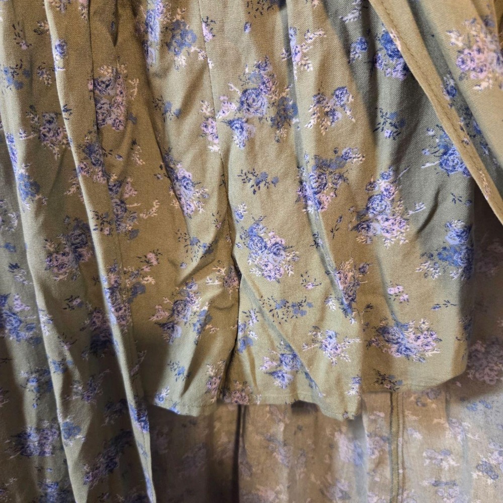 Stitch & Pine Girls Floral Maxi Romper Dress Olive Green Size L 14 Long Sleeve - Picture 5 of 8